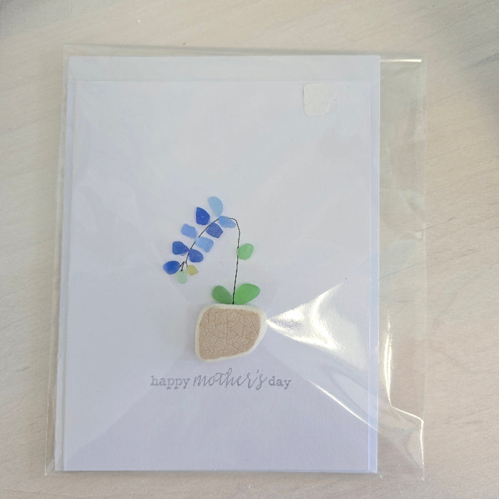 Assorted Hand Made Happy Mother's Day Sea Glass Cards Sunshine & Sweet Peas Costal Decor 