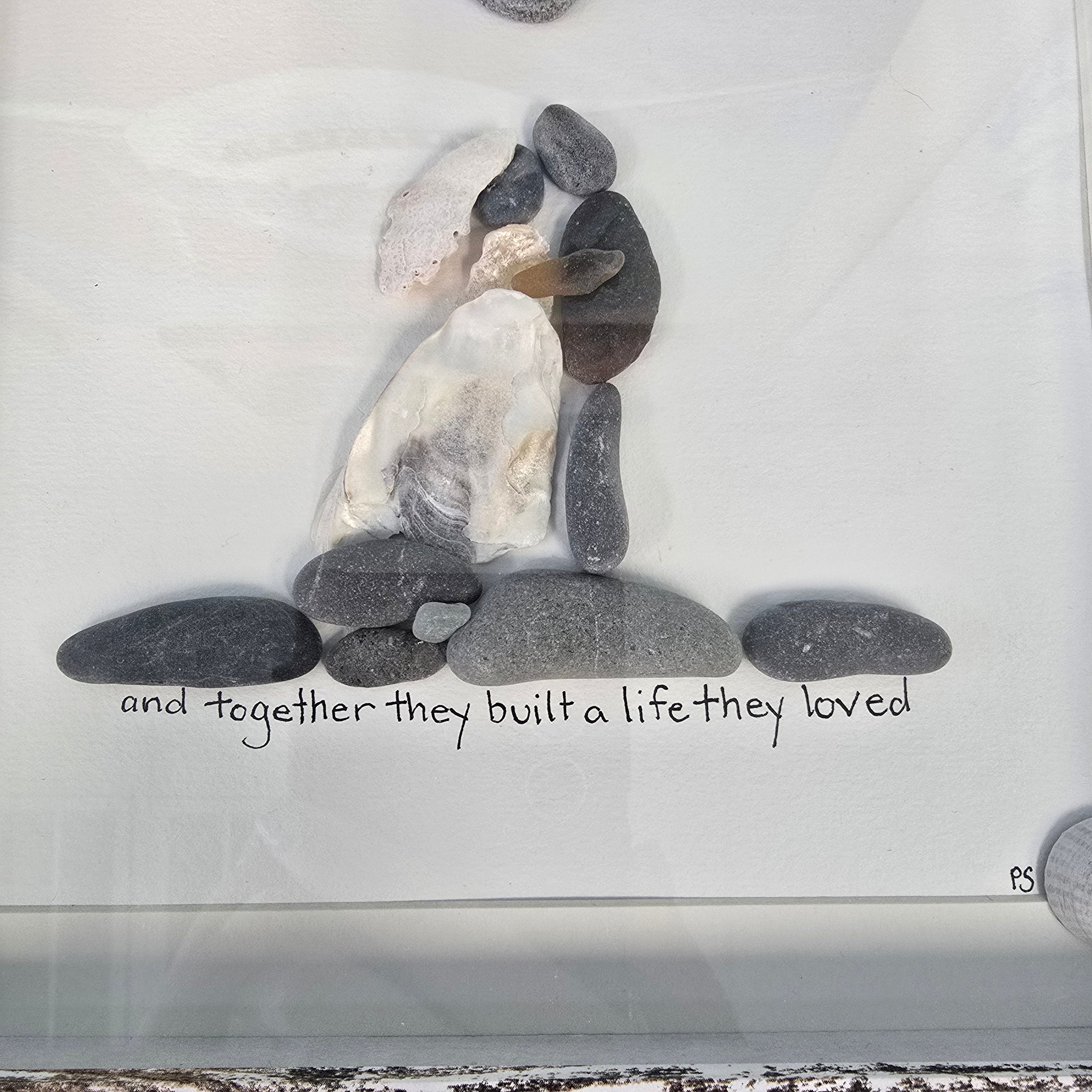 Bride and Groom Framed Shell, Pebble Art