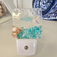 Acrylic Night Lights w/ Coastal Designs in Glass, Sand, Shells Resin