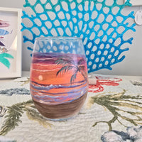 Hand Painted Stemless Wine Glasses