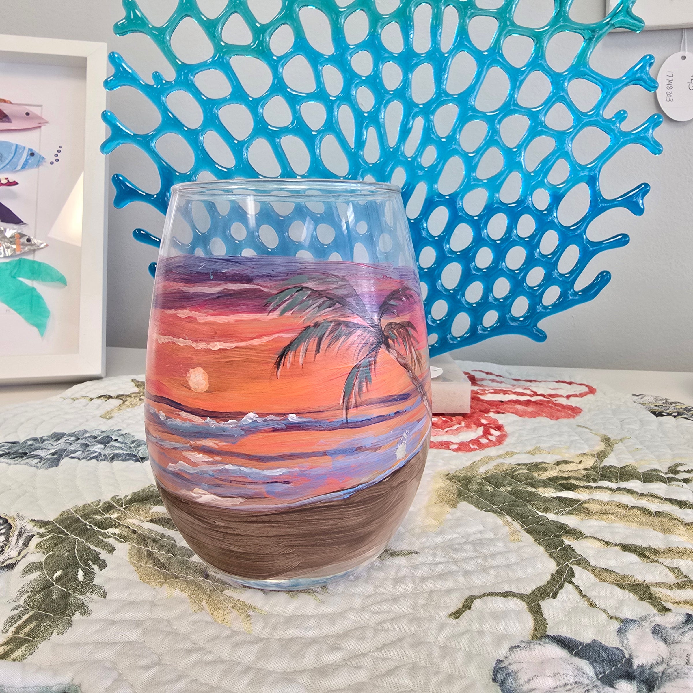 Hand Painted Stemless Wine Glasses