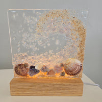 Acrylic Panels for LED Lights w/ Coastal Designs in Glass, Sand, Shells Resin