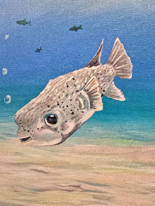 Puffer Fish On Canvas Sunshine & Sweet Peas Costal Decor