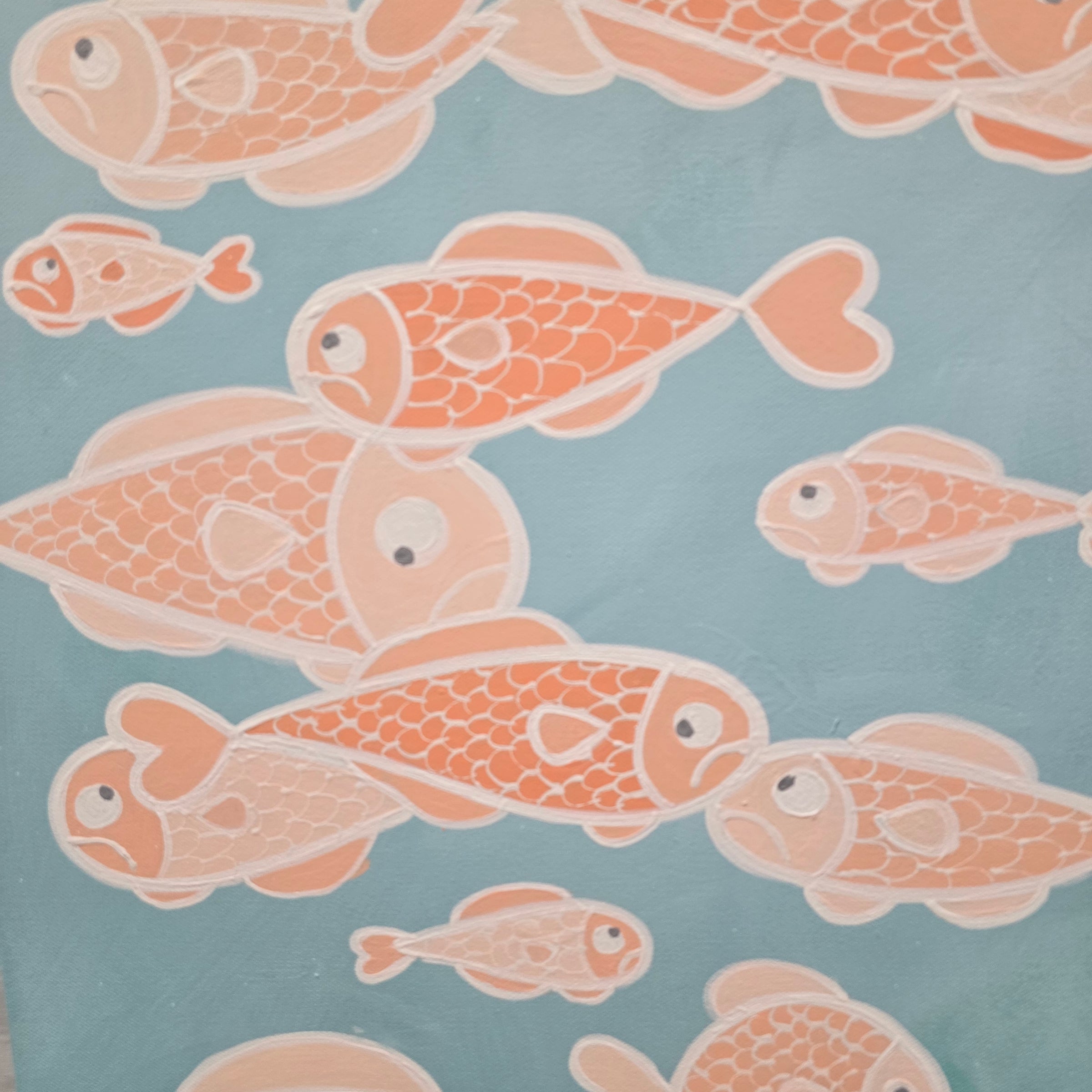 Assorted Fish Painted on Canvas