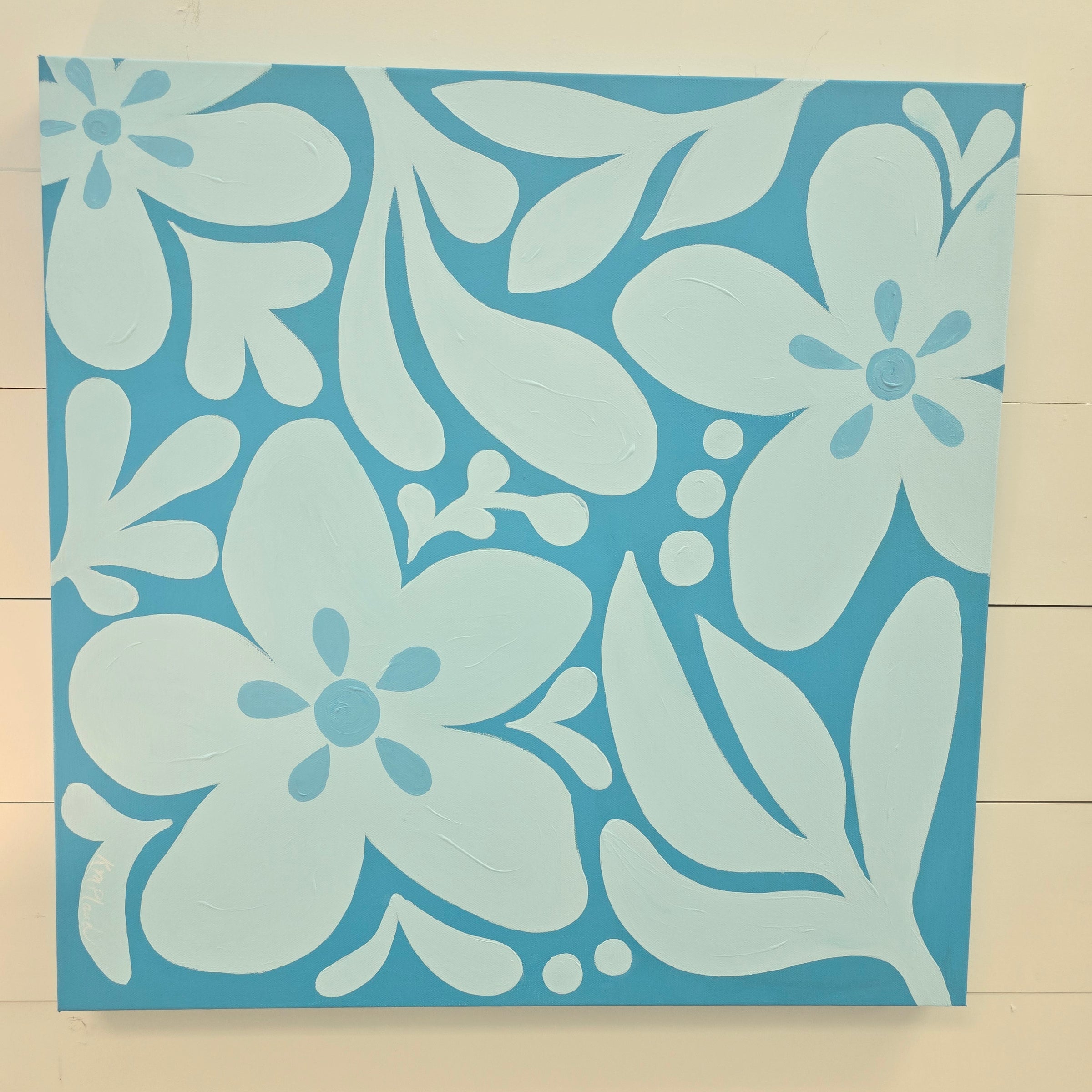 Tropical Flowers Painted on Canvas