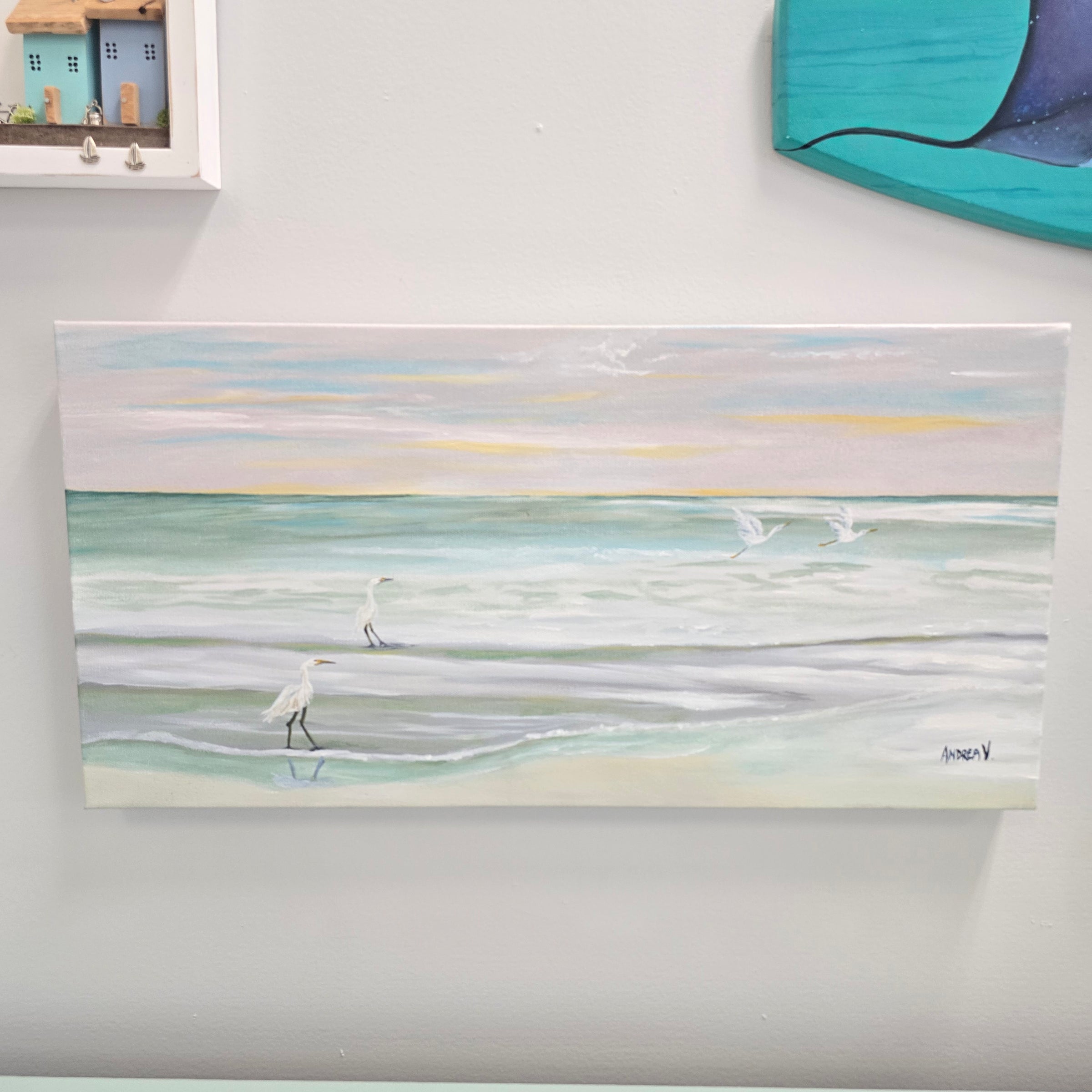 Coastal Birds Hand Painted on Canvas