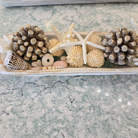 Large Hand Carved Dough bowl centerpiece with shells