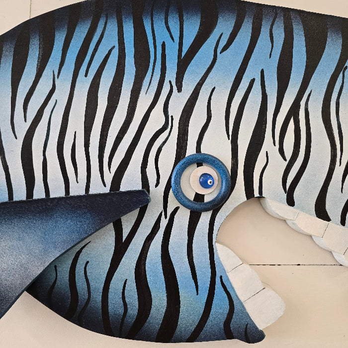 Extra Large Wood Shark Sunshine & Sweet Peas Costal Decor
