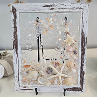 Coastal Glass Art w/ Shells, Glass, Resin, Sand- 8"x10"