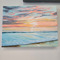 Sunset over the water Hand Painted on Canvas