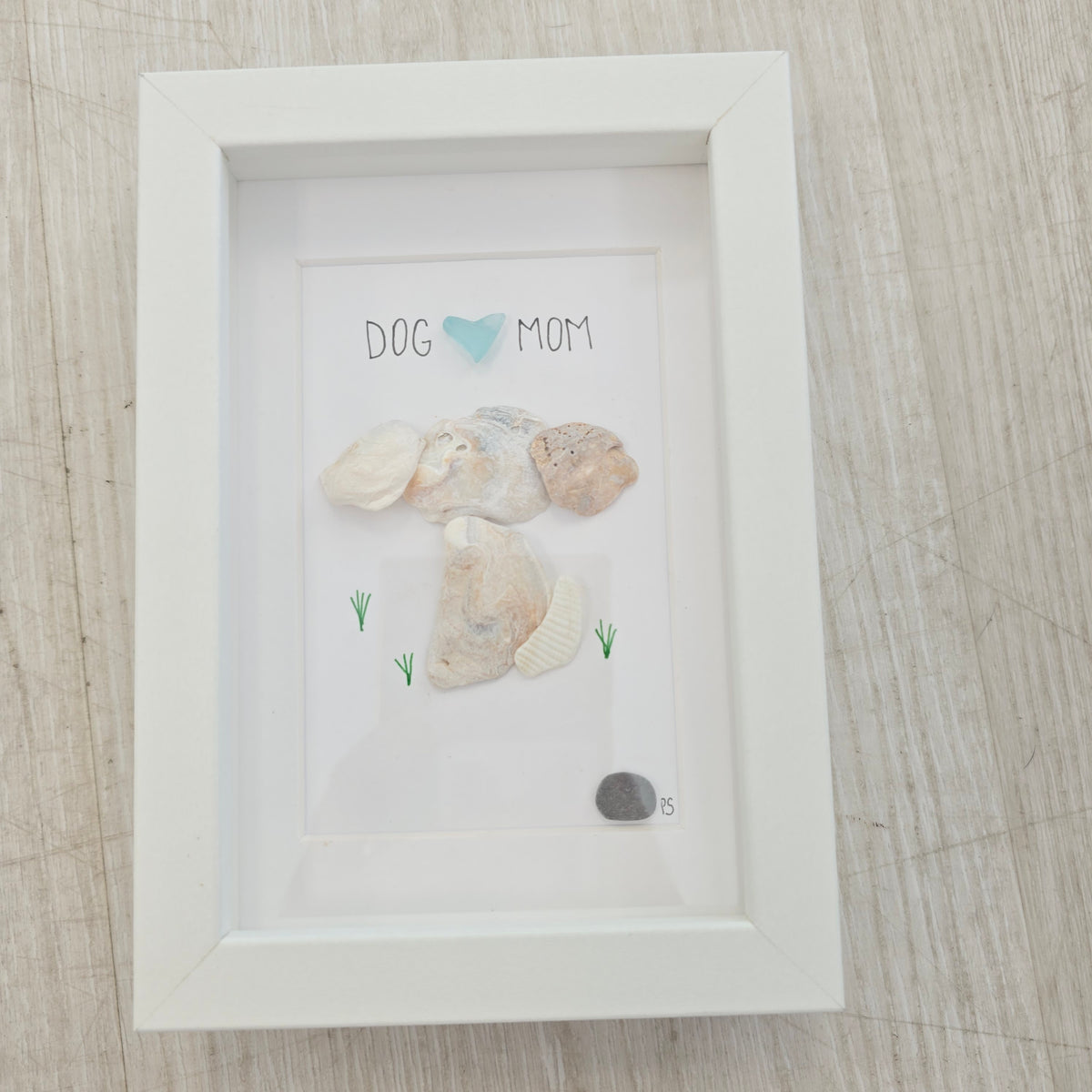 Dog Seashell, Sea Glass, & Pebble Art