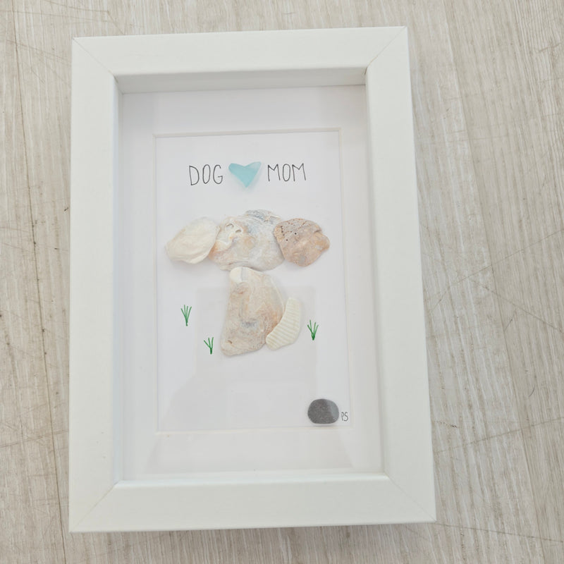 Dog Seashell, Sea Glass, & Pebble Art