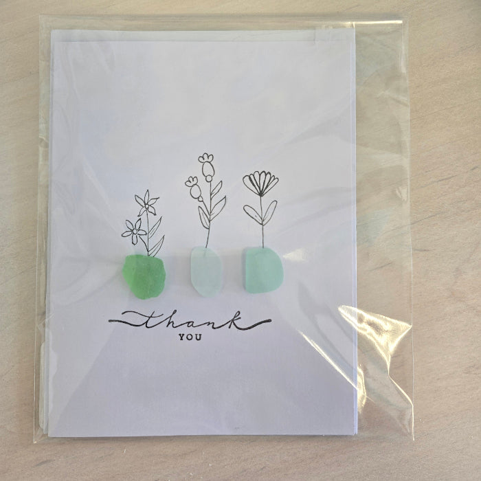 Assorted Hand Made Sea Glass Cards Sunshine & Sweet Peas Costal Decor