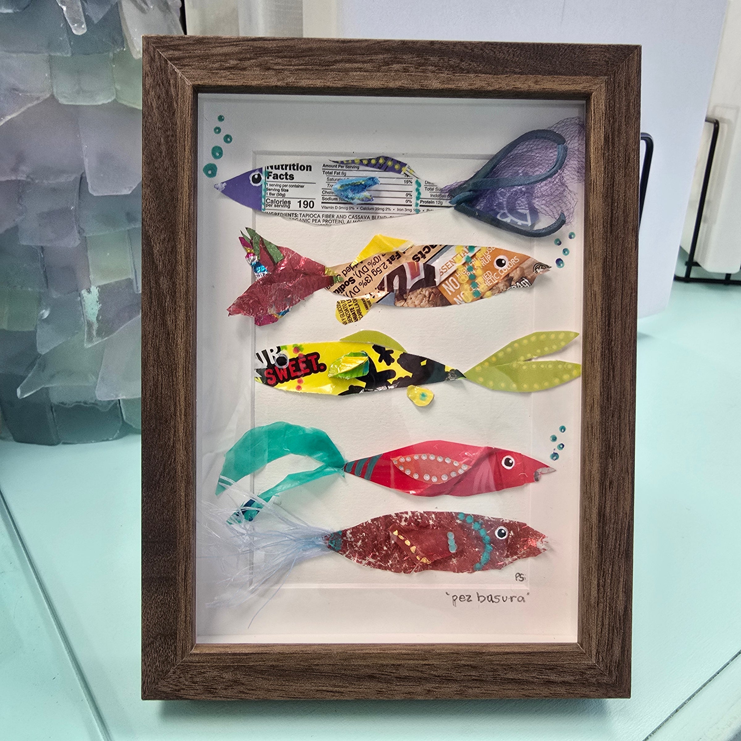 Assorted Framed Trash Art
