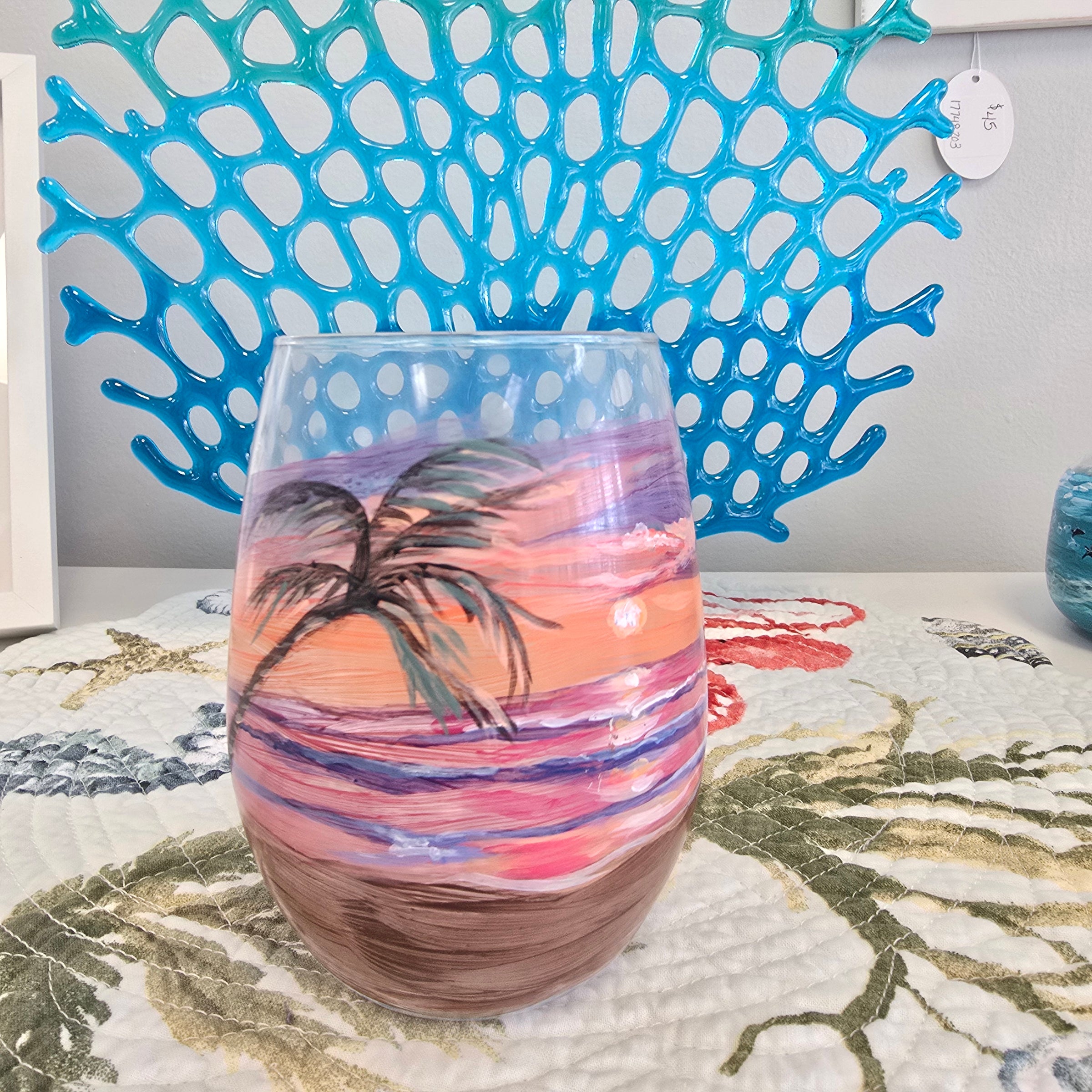Hand Painted Stemless Wine Glasses