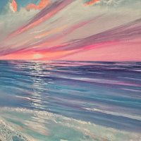 Cotton Candy Sunset Beachscape Painting on Canvas