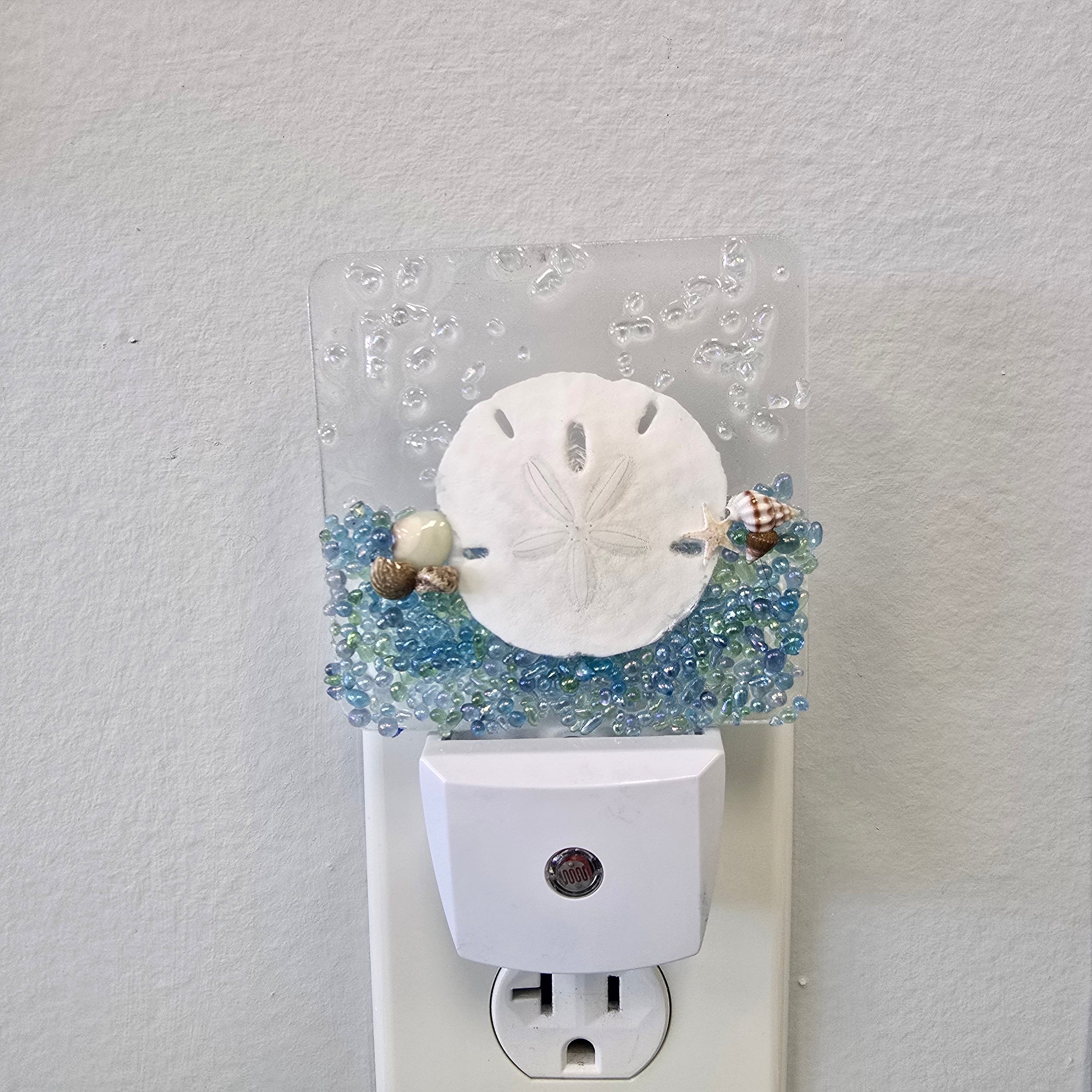 Acrylic Night Lights w/ Coastal Designs in Glass, Sand, Shells Resin