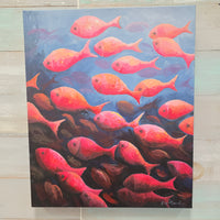 Assorted Fish Painted on Canvas