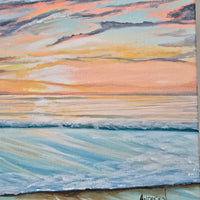 Sunset over the water Hand Painted on Canvas