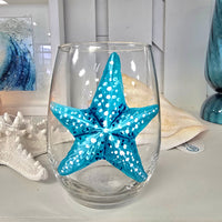 Assorted Ocean Inspired Hand Painted Stemless Wine Glasses Sunshine & Sweet Peas Costal Decor