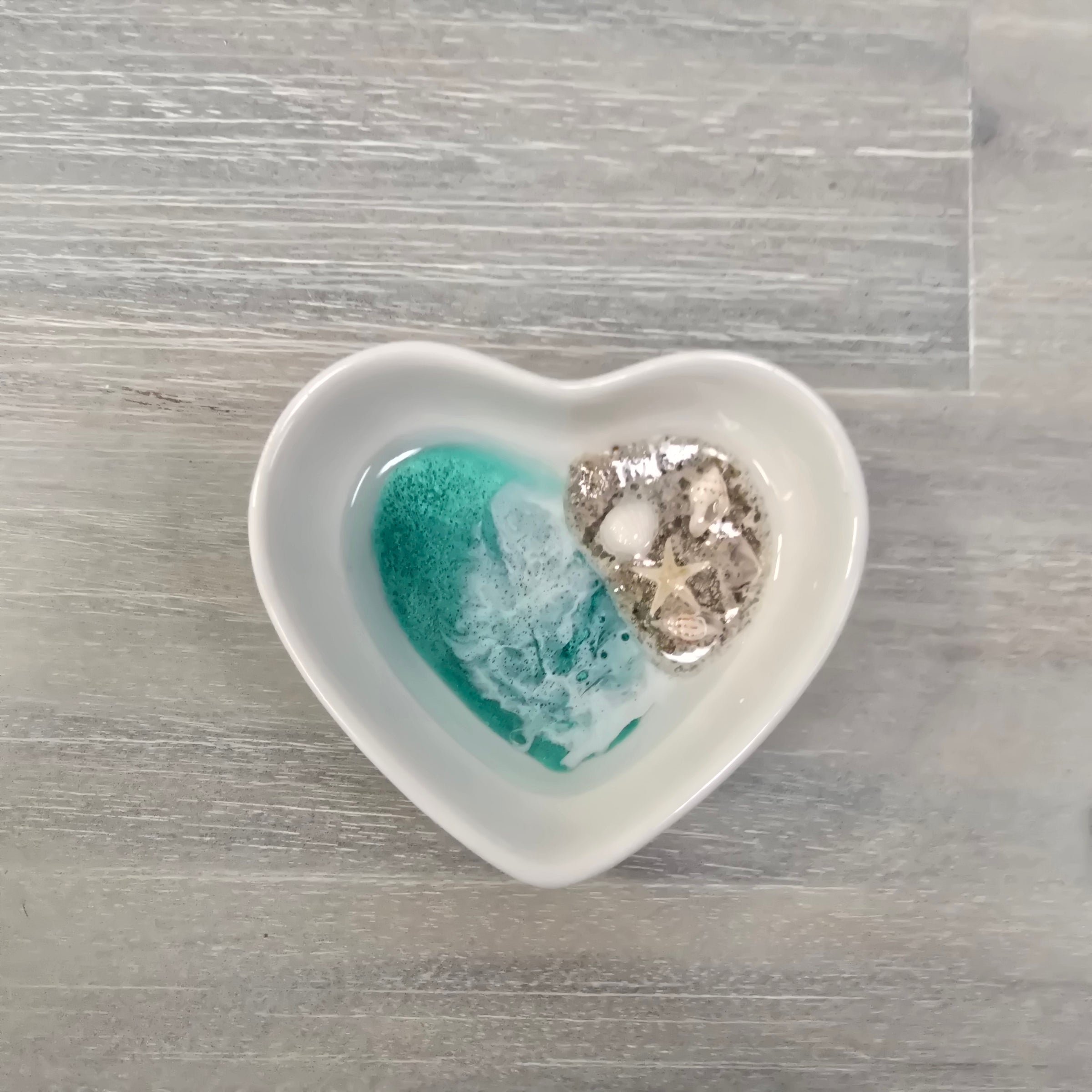Assorted Resin Poured Heart Ring Dishes