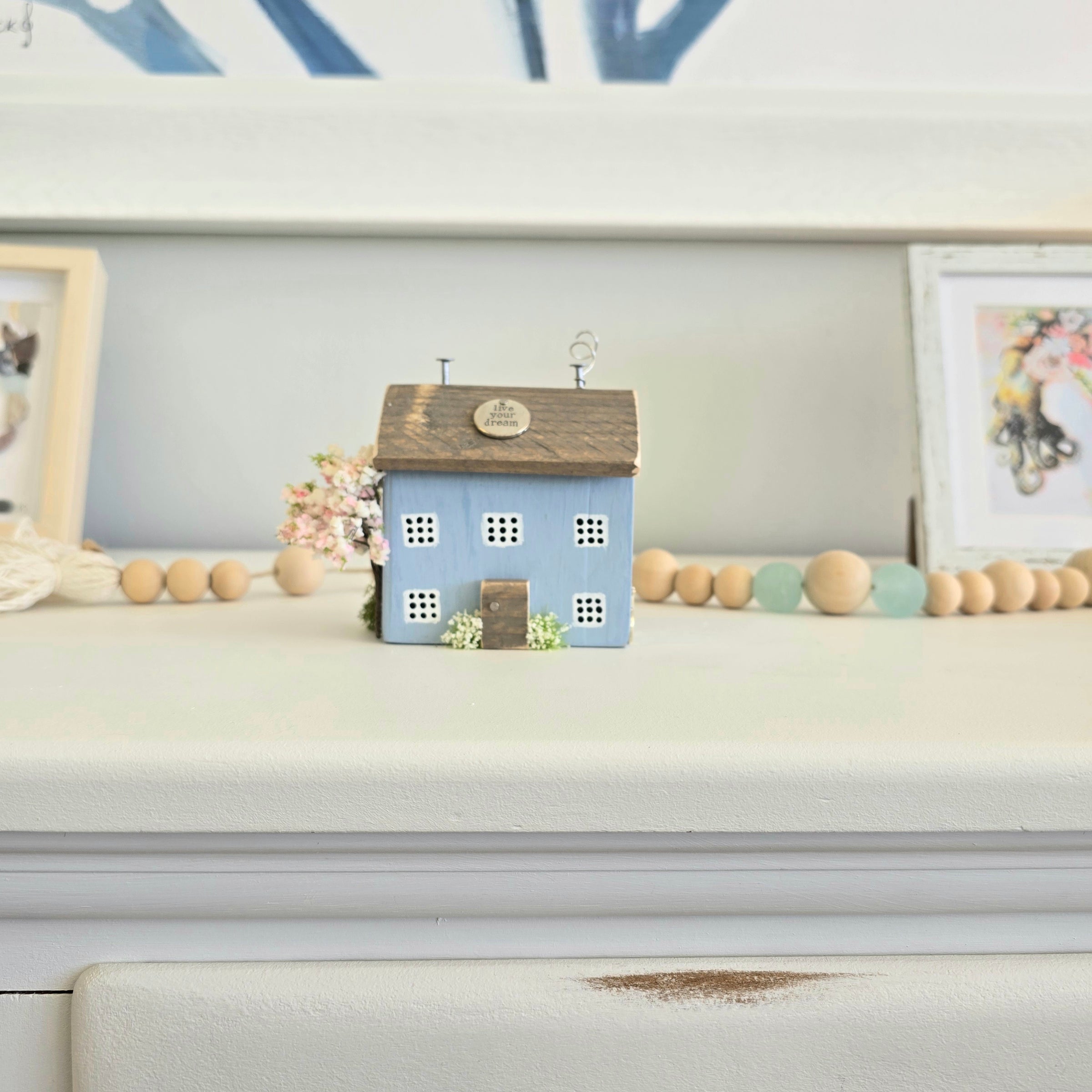 "Live your dream" Wooden House with Blossom tree