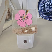 Acrylic Night Lights w/ Coastal Designs in Glass, Sand, Shells Resin