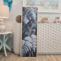 Palm Fronds painted on framed wood plank