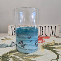 Hand Painted Sea Life Glass Hurricane/Vase/Utensil Holder