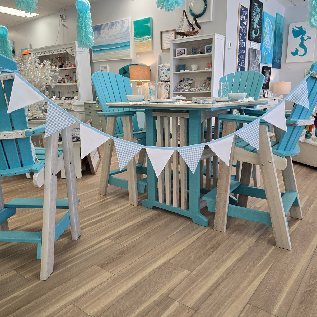 Blue Checkered Bunting Flags