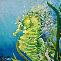 hand painted Seahorse on Canvas Sunshine & Sweet Peas Costal Decor