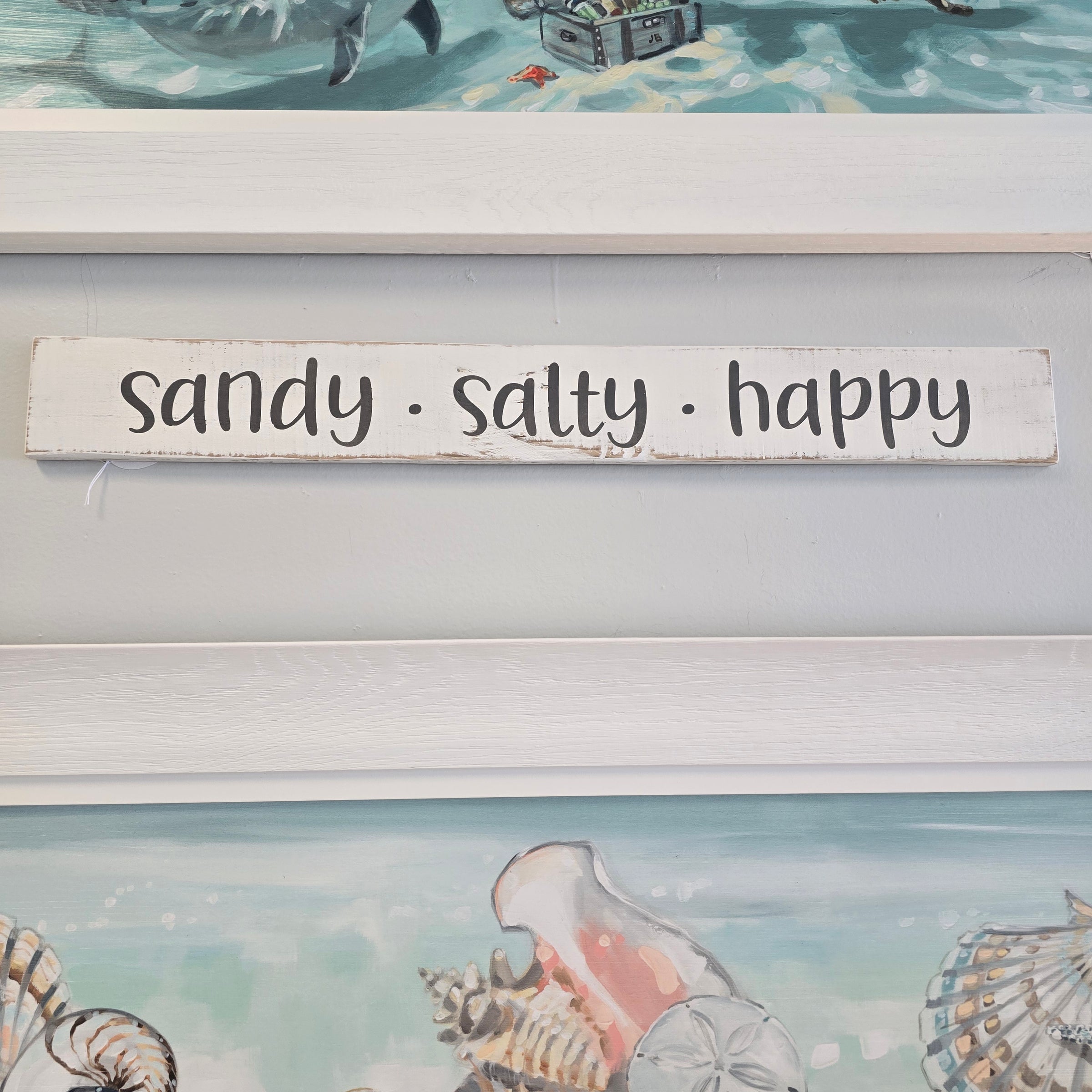 "Sandy, Salty, Happy" wooden sign