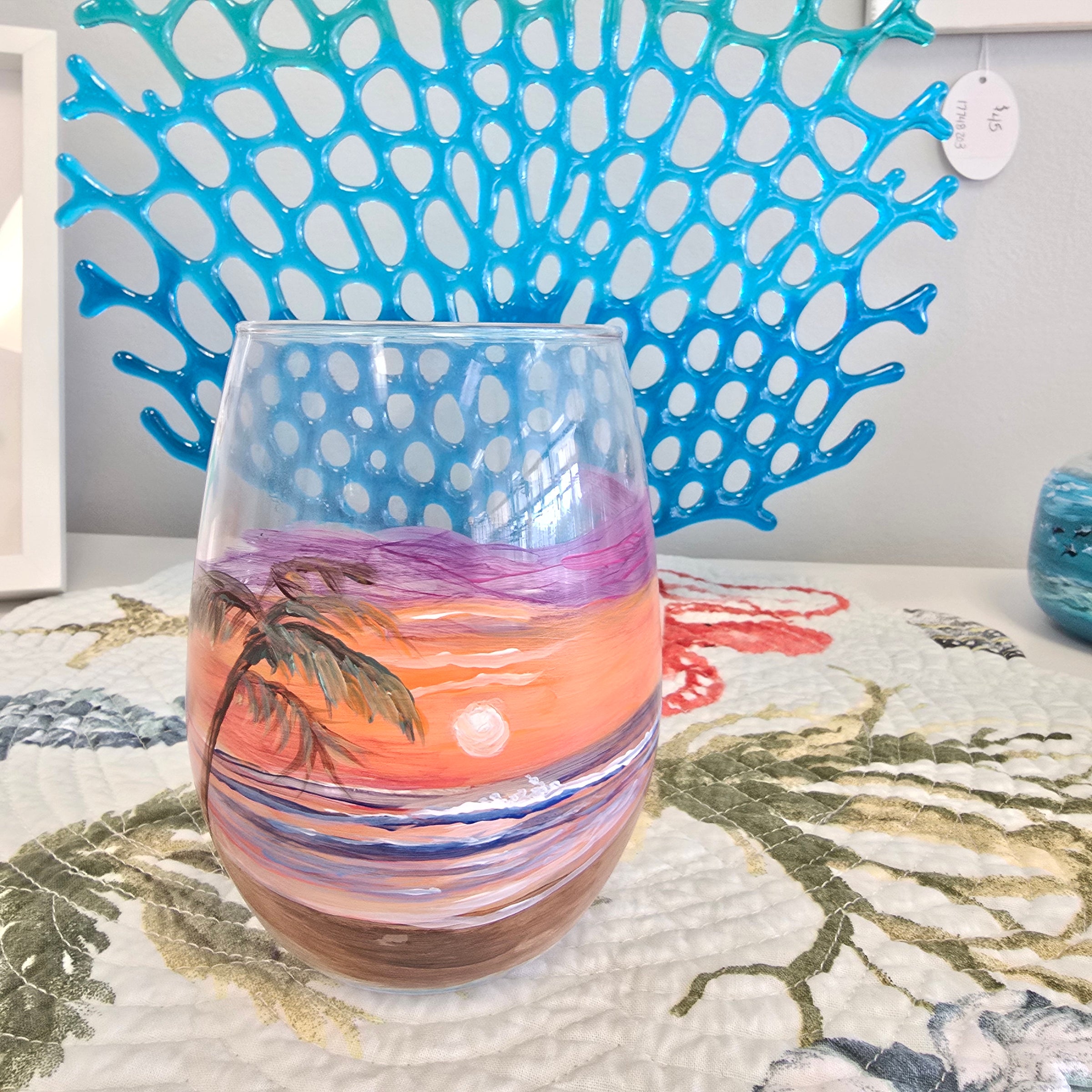 Hand Painted Stemless Wine Glasses