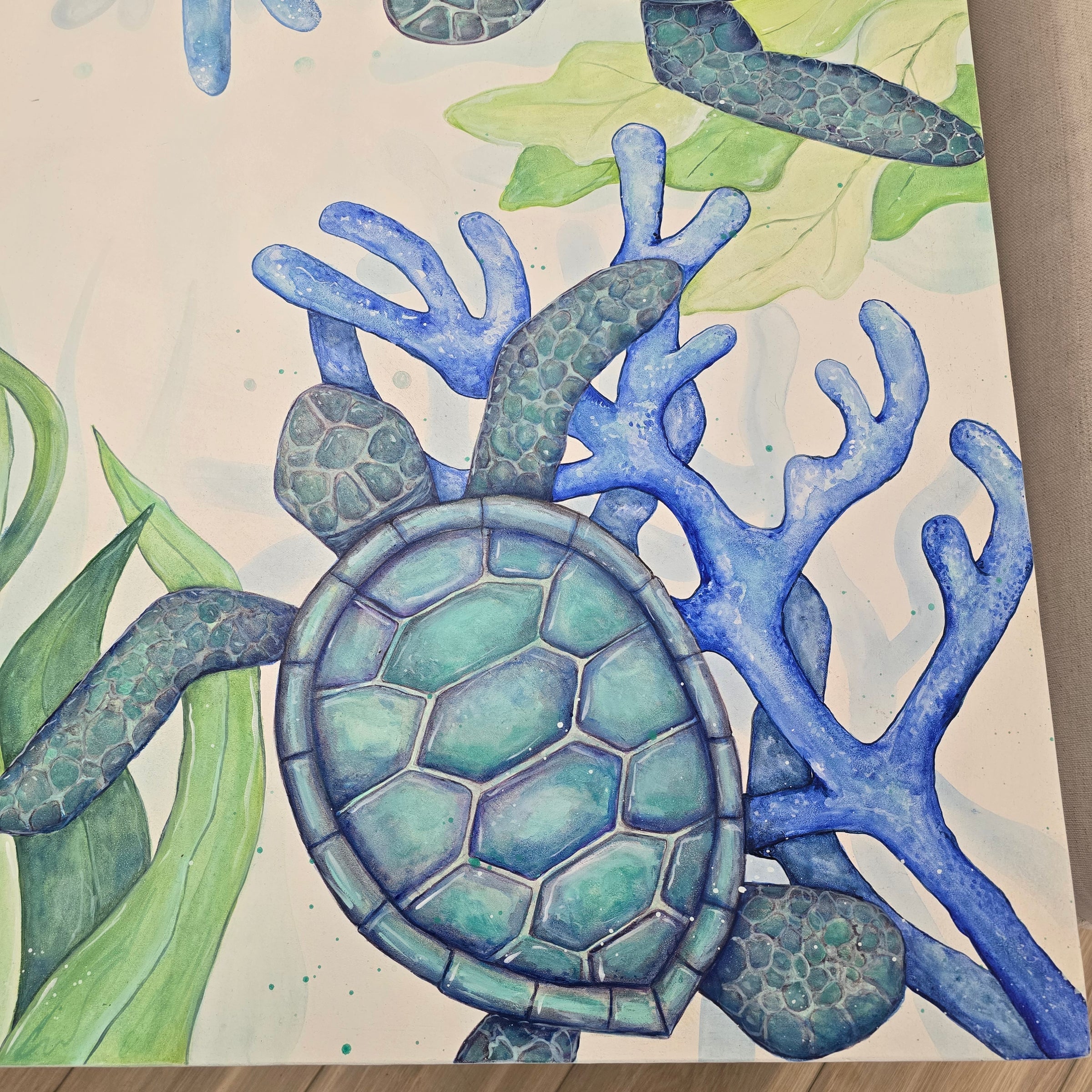 Hand Painted Sea Turtle Coffee Table
