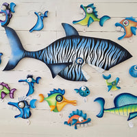 Extra Large Wood Shark Sunshine & Sweet Peas Costal Decor