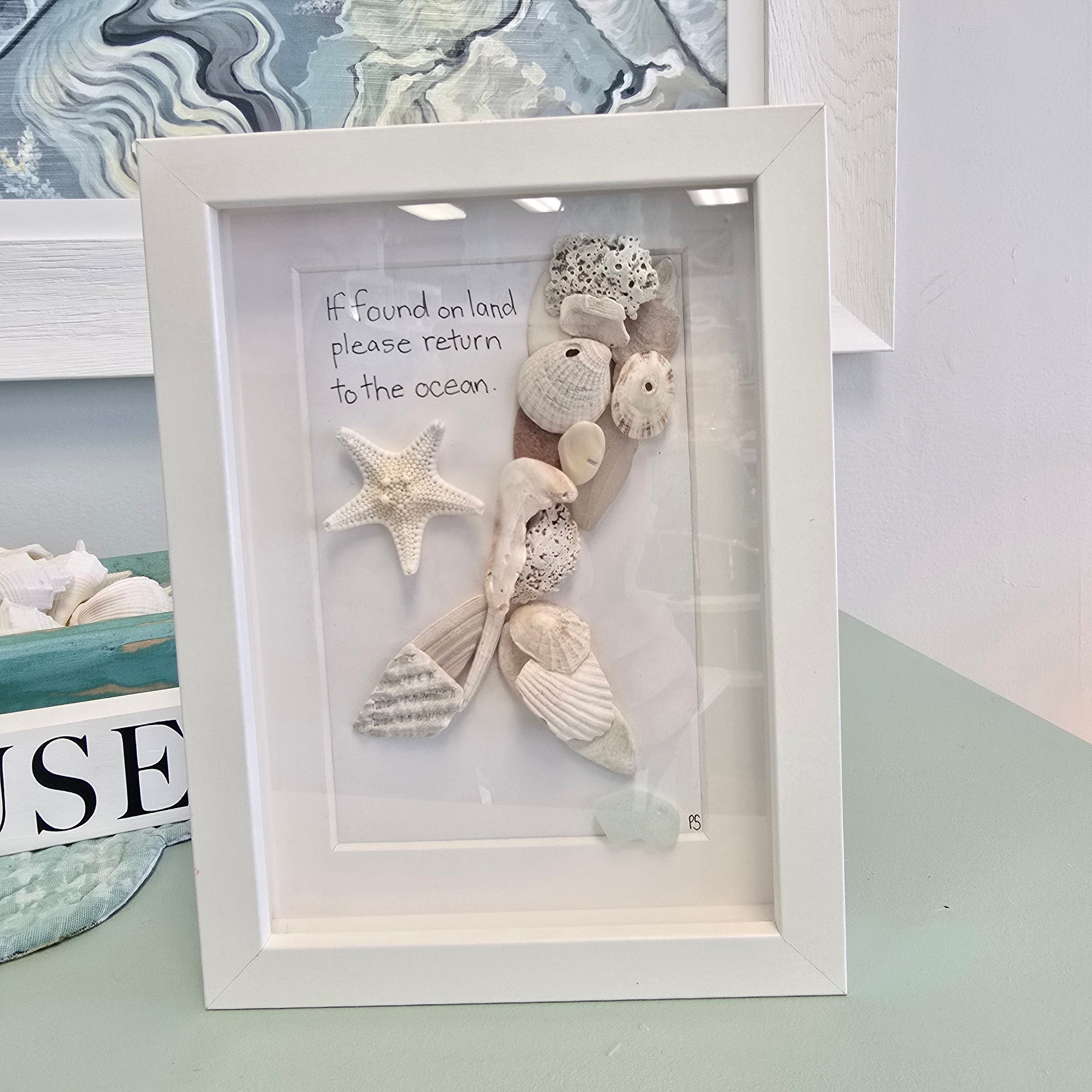 Assorted Whale Tail/ Mermaid Tail Sea Glass & Seashell Art