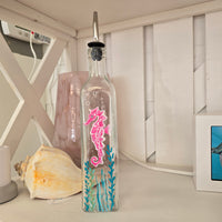 Assorted Hand Painted Glass Olive Oil Bottles