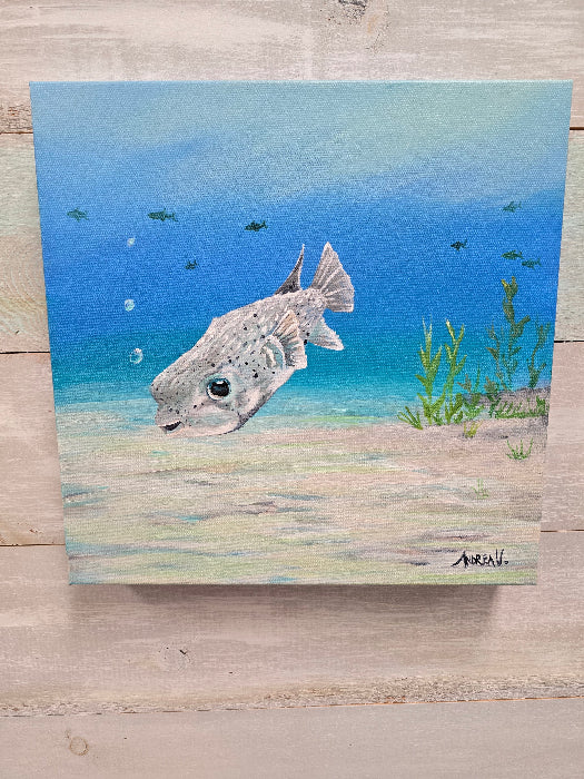 Puffer Fish On Canvas Sunshine & Sweet Peas Costal Decor