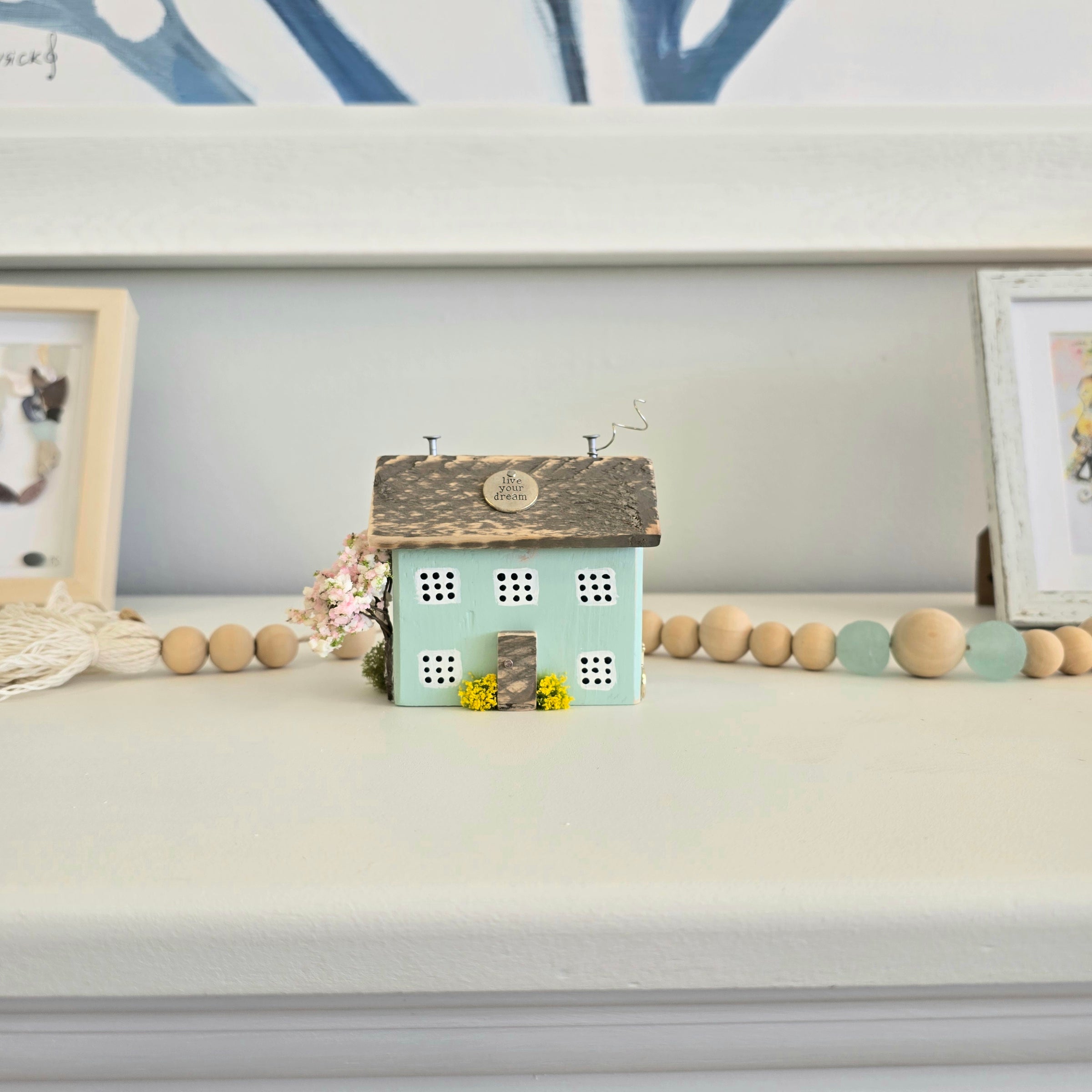 "Live your dream" Wooden House with Blossom tree
