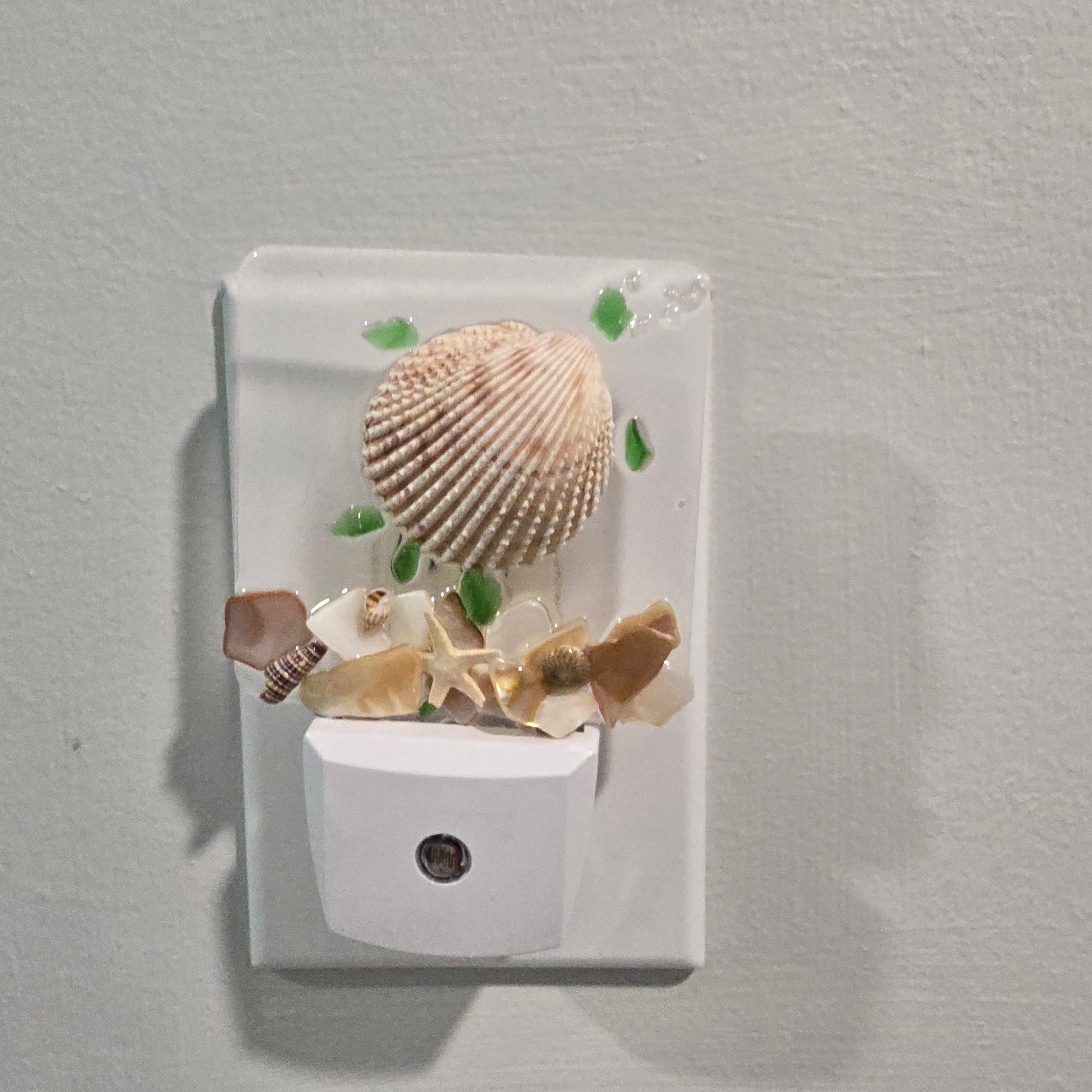 Acrylic Night Lights w/ Coastal Designs in Glass, Sand, Shells Resin