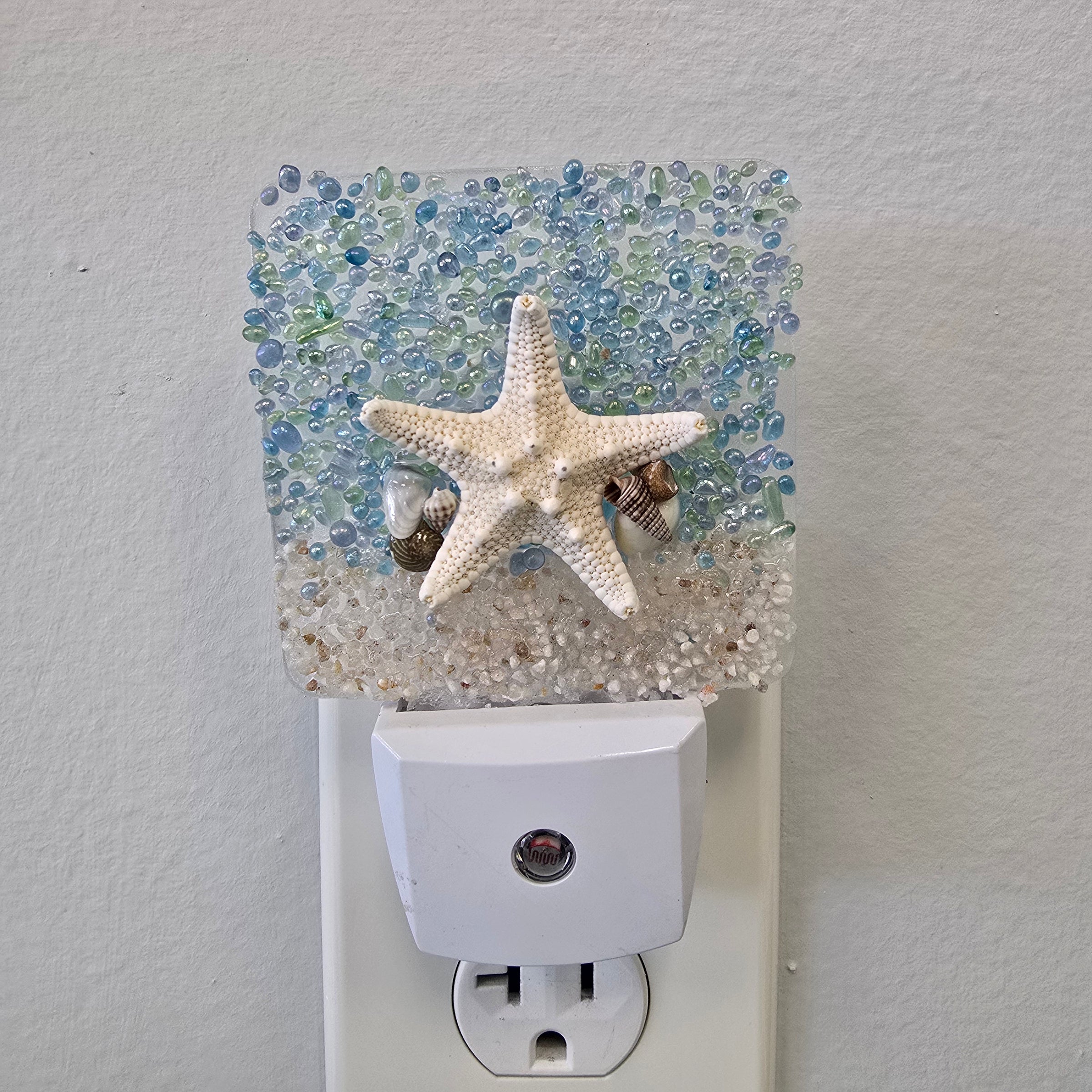 Acrylic Night Lights w/ Coastal Designs in Glass, Sand, Shells Resin