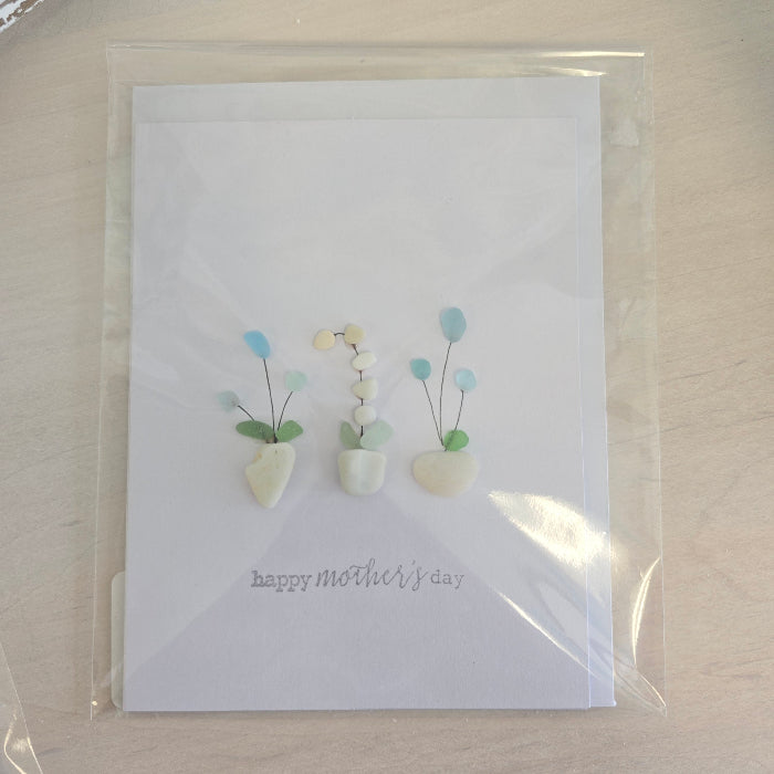 Assorted Hand Made Happy Mother's Day Sea Glass Cards Sunshine & Sweet Peas Costal Decor