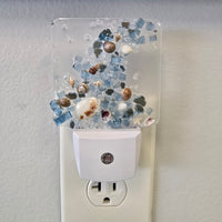 Acrylic Night Lights w/ Coastal Designs in Glass, Sand, Shells Resin