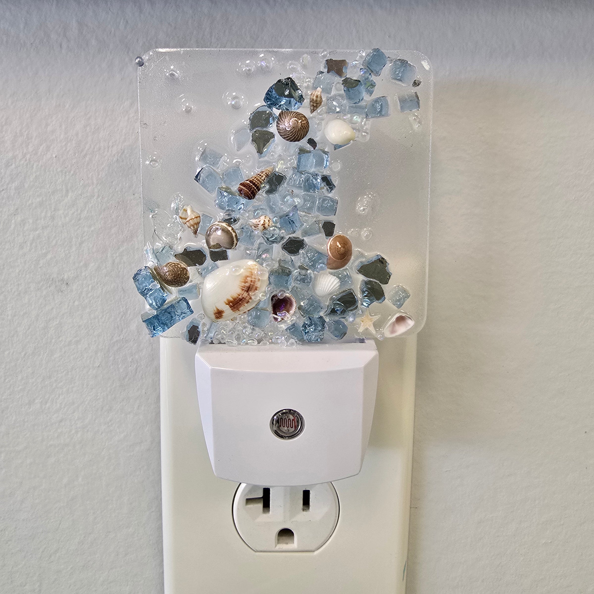 Acrylic Night Lights w/ Coastal Designs in Glass, Sand, Shells Resin