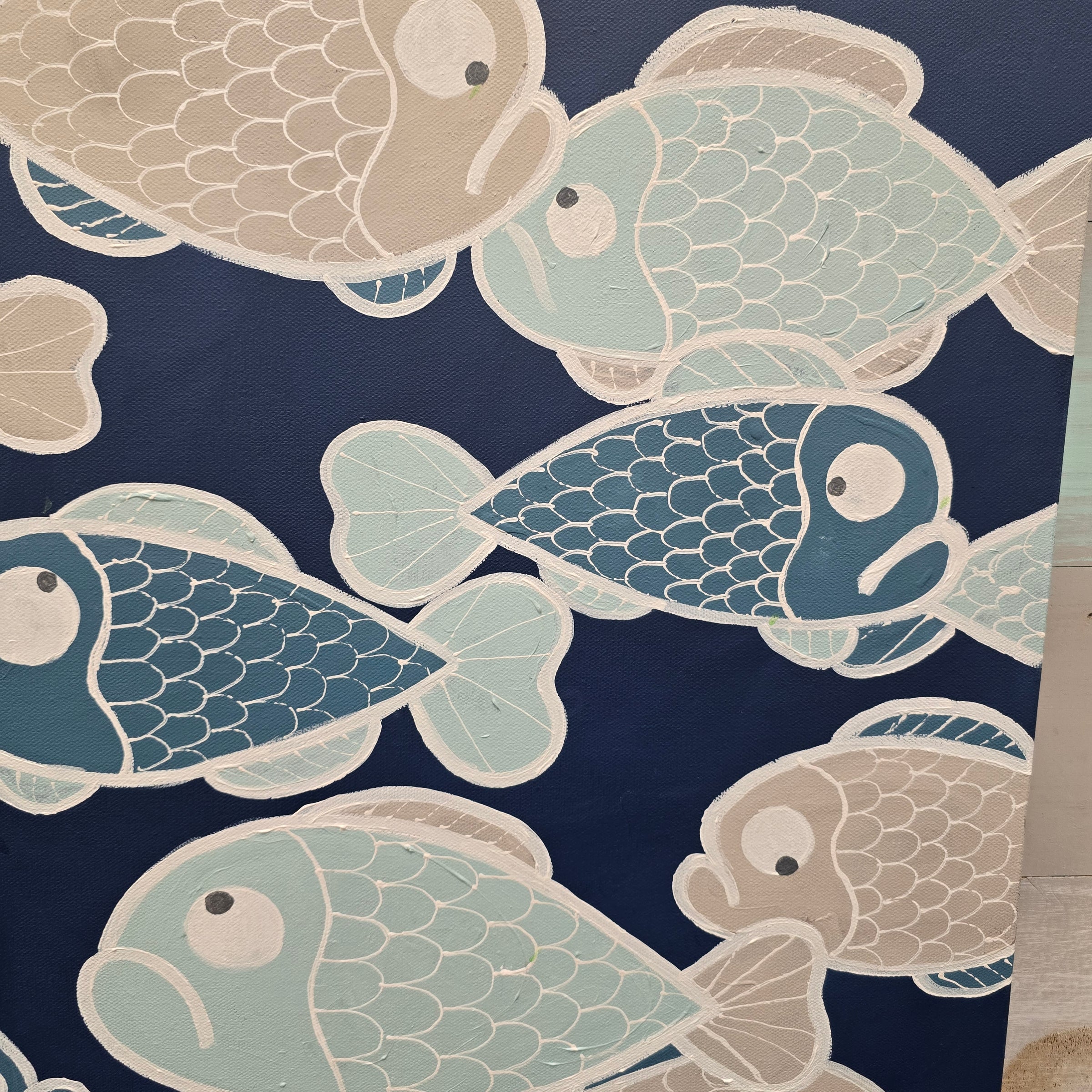 Assorted Fish Painted on Canvas