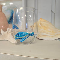 Assorted Ocean Inspired Hand Painted Stemless Wine Glasses Sunshine & Sweet Peas Costal Decor