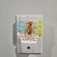 Acrylic Night Lights w/ Coastal Designs in Glass, Sand, Shells Resin