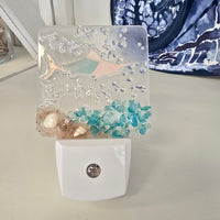 Acrylic Night Lights w/ Coastal Designs in Glass, Sand, Shells Resin
