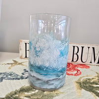 Hand Painted Sea Life Glass Hurricane/Vase/Utensil Holder