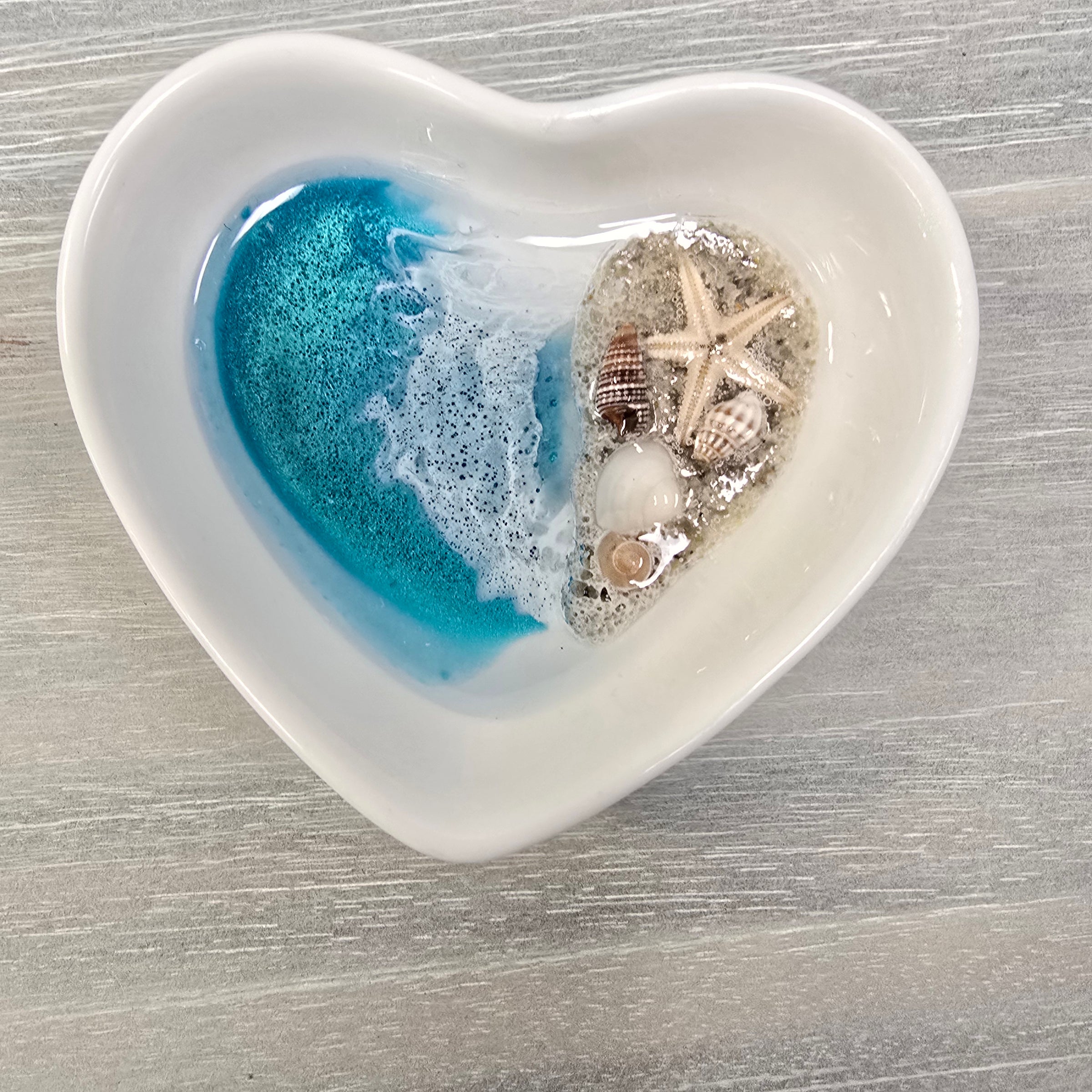 Assorted Resin Poured Heart Ring Dishes